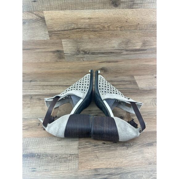 OTBT Metaphor Taupe Stone Leather Open Toe Block Heel Sandal Bootie Sz 10 - Picture 3 of 9